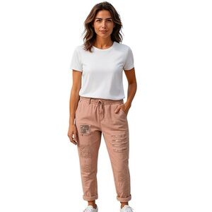 Grey Violet Glitter Pants in Blush Size S—Made in Italy—NWT